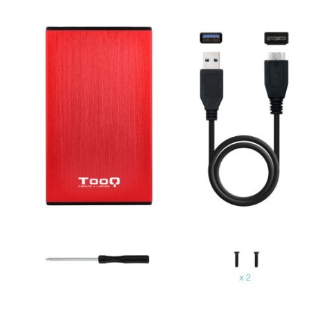 TooQ TQE-2527R caja para disco duro externo 2.5″ Caja de disco duro (HDD) Negro, Rojo