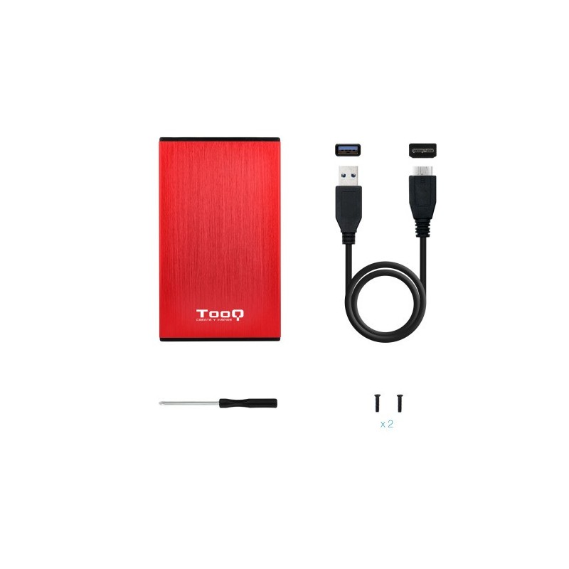 TooQ TQE-2527R caja para disco duro externo 2.5″ Caja de disco duro (HDD) Negro, Rojo