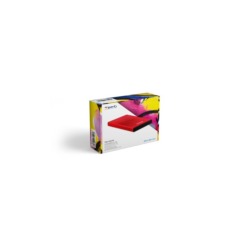 TooQ TQE-2527R caja para disco duro externo 2.5″ Caja de disco duro (HDD) Negro, Rojo