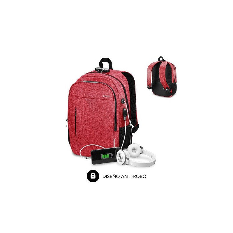 SUBBLIM Mochila para Portátil Urban Lock Backpack 16″ Red