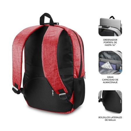 SUBBLIM Mochila para Portátil Urban Lock Backpack 16″ Red