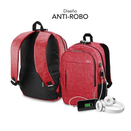 SUBBLIM Mochila para Portátil Urban Lock Backpack 16″ Red