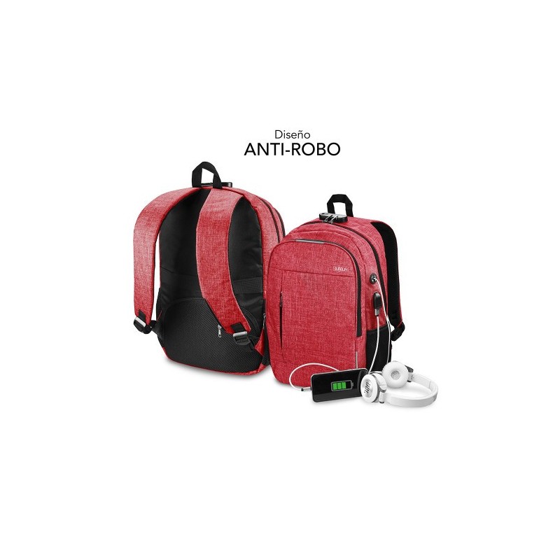 SUBBLIM Mochila para Portátil Urban Lock Backpack 16″ Red