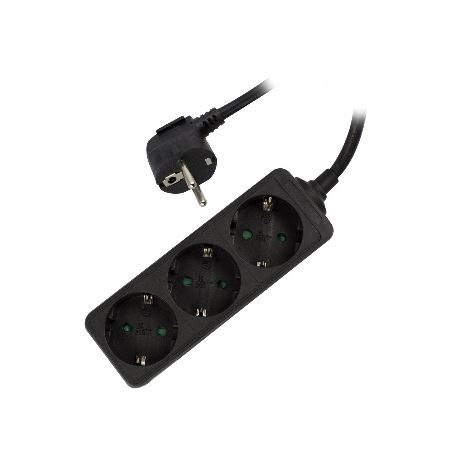 Ewent EW3959 base múltiple 1,5 m 3 salidas AC Interior Negro