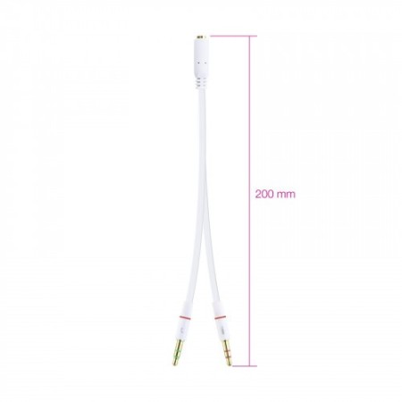 Nanocable Cable Adaptador Audio Jack 3.5/H de 4 Pines a 2 Jack 3.5/M de 3 Pines, Blanco, 20 Cm