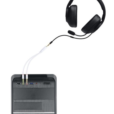Nanocable Cable Adaptador Audio Jack 3.5/H de 4 Pines a 2 Jack 3.5/M de 3 Pines, Blanco, 20 Cm