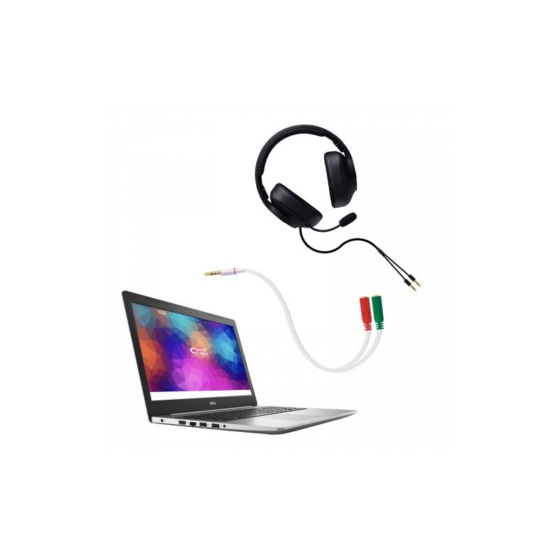Nanocable Cable adaptador Audio Jack 3.5/M 4pines - 2xJack 3.5/H 3pines, blanco, 20 cm