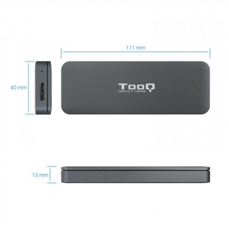TooQ TQE-2281G caja para disco duro externo M.2 Caja externa para unidad de estado sólido (SSD) Gris