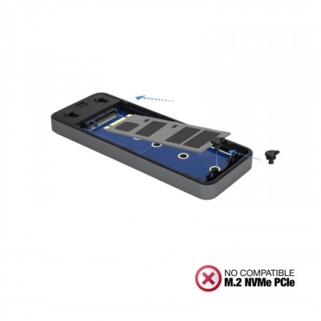 TooQ TQE-2281G caja para disco duro externo M.2 Caja externa para unidad de estado sólido (SSD) Gris