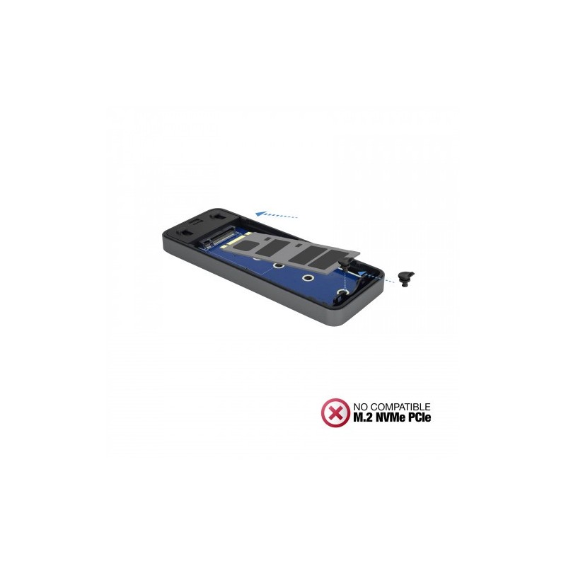 TooQ TQE-2281G caja para disco duro externo M.2 Caja externa para unidad de estado sólido (SSD) Gris