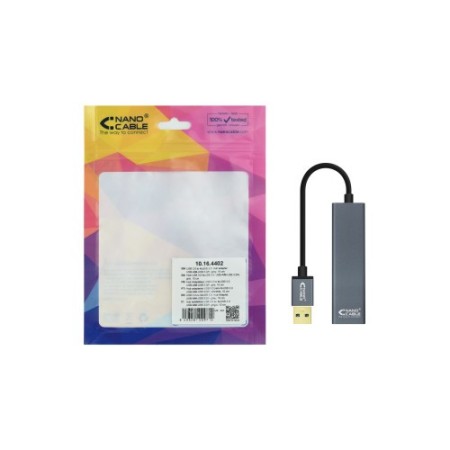 Nanocable USB 3.0 4xUSB3.0. USB-A/M-USB 3.0/H, Gris, 10 cm