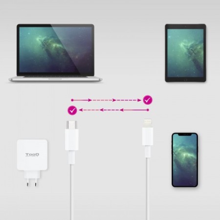 TooQ 10.10.0602 cable de conector Lightning 2 m Blanco