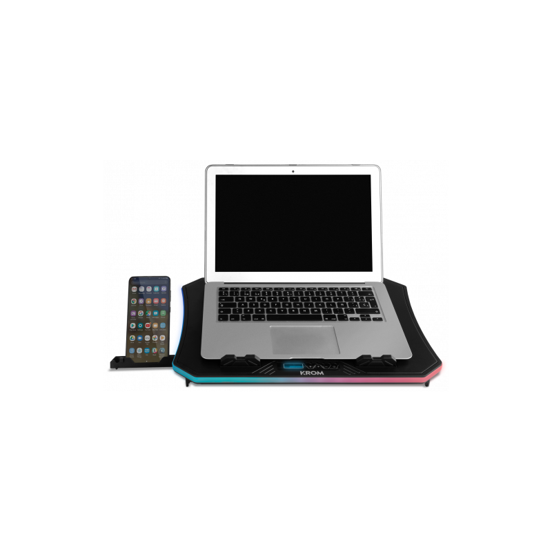 KROM BASE REFRIGERACION PORTATIL HASTA 19″. SOPORTE SMARTPHONE. HUB 2 X USB. RGB (NXKROMKOOLER)