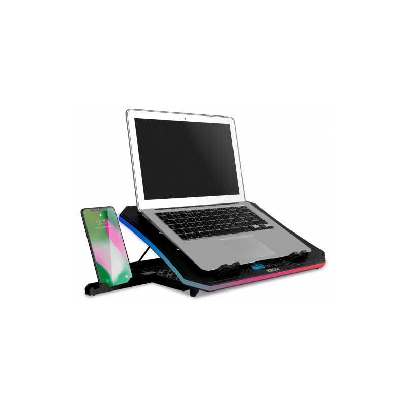 KROM BASE REFRIGERACION PORTATIL HASTA 19″. SOPORTE SMARTPHONE. HUB 2 X USB. RGB (NXKROMKOOLER)