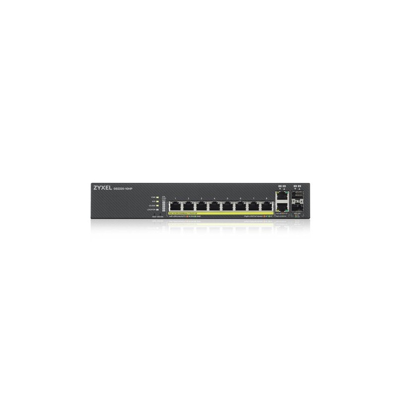 Zyxel GS2220-10HP-EU0101F switch Gestionado L2 Gigabit Ethernet (10/100/1000) Energía sobre Ethernet (PoE) Negro