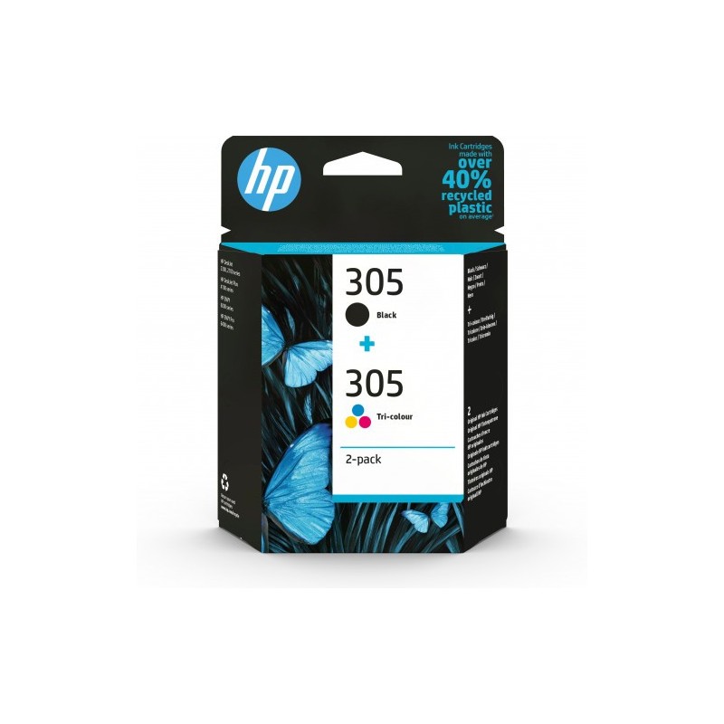 HP Paquete de 2 cartuchos de tinta original 305 tricolor / negro