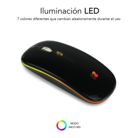 RATÓN ÓPTICO INALÁMBRICO 2.4G Y BT RGB LED DUAL FLAT MOUSE BLACK