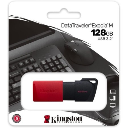 KINGSTON 128GB USB3.2 GEN1 DATATRAVELER EXODIA M (BLACK + RED)