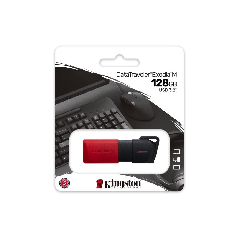 KINGSTON 128GB USB3.2 GEN1 DATATRAVELER EXODIA M (BLACK + RED)