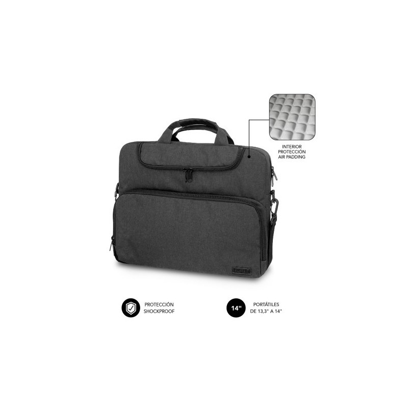SUBBLIM Maletín Ordenador Air Padding Laptop bag 13,3-14″ Gris Oscuro
