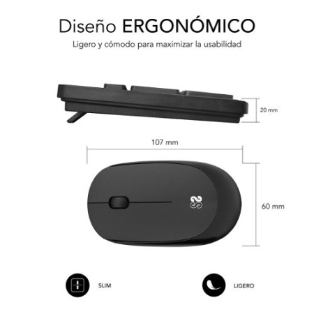 SUBBLIM Teclado Ergonómico y ratón Combo Business Slim Silencioso Inalámbrico 2.4G