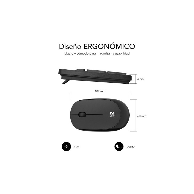 SUBBLIM Teclado Ergonómico y ratón Combo Business Slim Silencioso Inalámbrico 2.4G