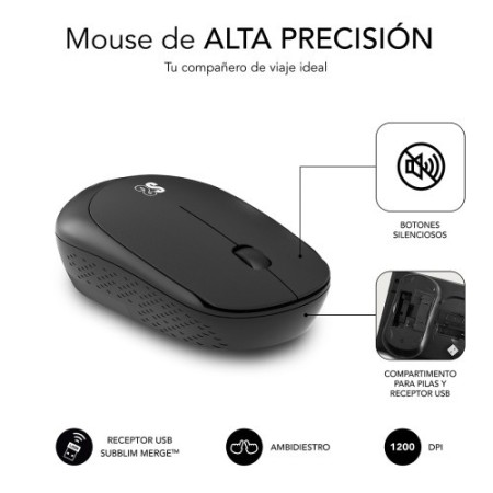 SUBBLIM Teclado Ergonómico y ratón Combo Business Slim Silencioso Inalámbrico 2.4G