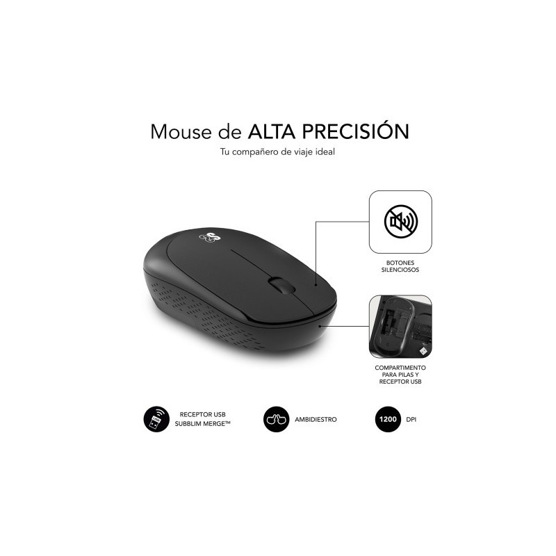 SUBBLIM Teclado Ergonómico y ratón Combo Business Slim Silencioso Inalámbrico 2.4G