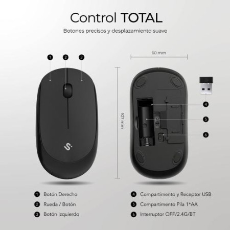 SUBBLIM Ratón Business Plus Silencioso inalámbrico 2.4G 1200 DPI
