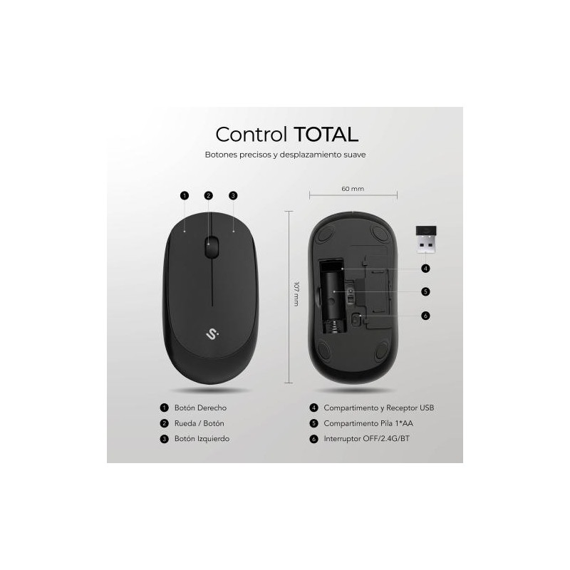 SUBBLIM Ratón Business Plus Silencioso inalámbrico 2.4G 1200 DPI