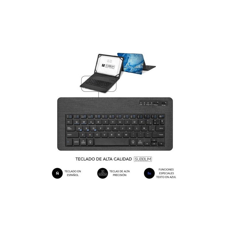 SUBBLIM Funda con Teclado Keytab Pro BT Trendy Marmol Azul