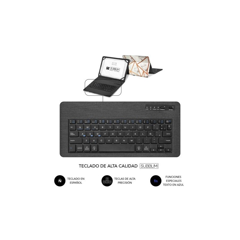 SUBBLIM Funda con Teclado Keytab Pro BT Trendy Marmol Blanco