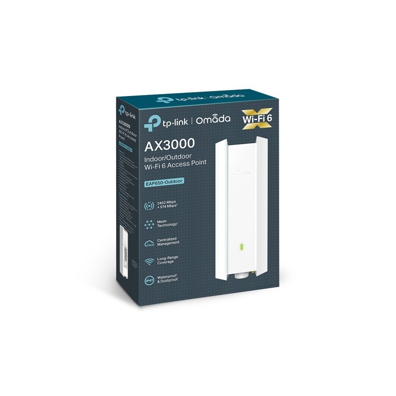 TP-LINK PUNTO DE ACCESO WI-FI 6 DE DOBLE BANDA PARA INTERIORES/EXTERIORES AX3000 PUERTO: 1× PUERTO GIGABIT RJ45 VELOCIDAD: 574MB