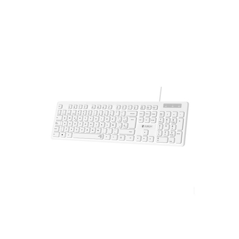 SUBBLIM Teclado Ergonómico Business Slim Silencioso con cable USB Blanco