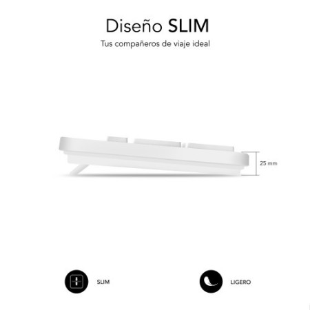SUBBLIM Teclado Ergonómico Business Slim Silencioso con cable USB Blanco