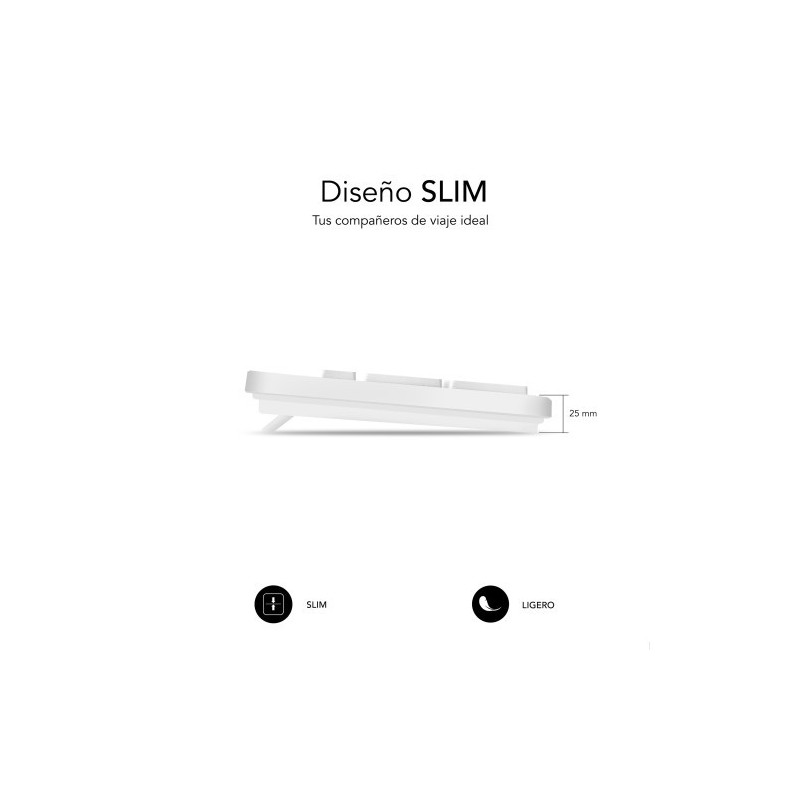 SUBBLIM Teclado Ergonómico Business Slim Silencioso con cable USB Blanco