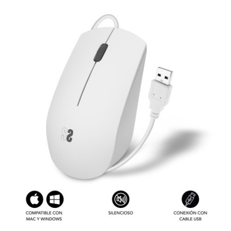SUBBLIM Ratón Business Silencioso con cable USB 1200 DPI Blanco