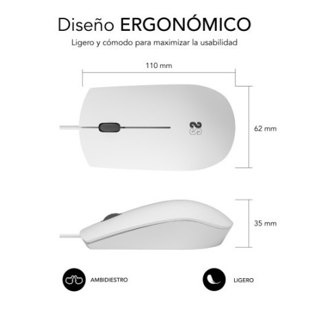 SUBBLIM Ratón Business Silencioso con cable USB 1200 DPI Blanco