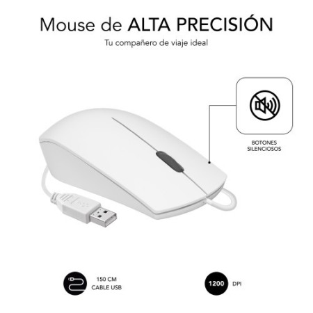 SUBBLIM Ratón Business Silencioso con cable USB 1200 DPI Blanco