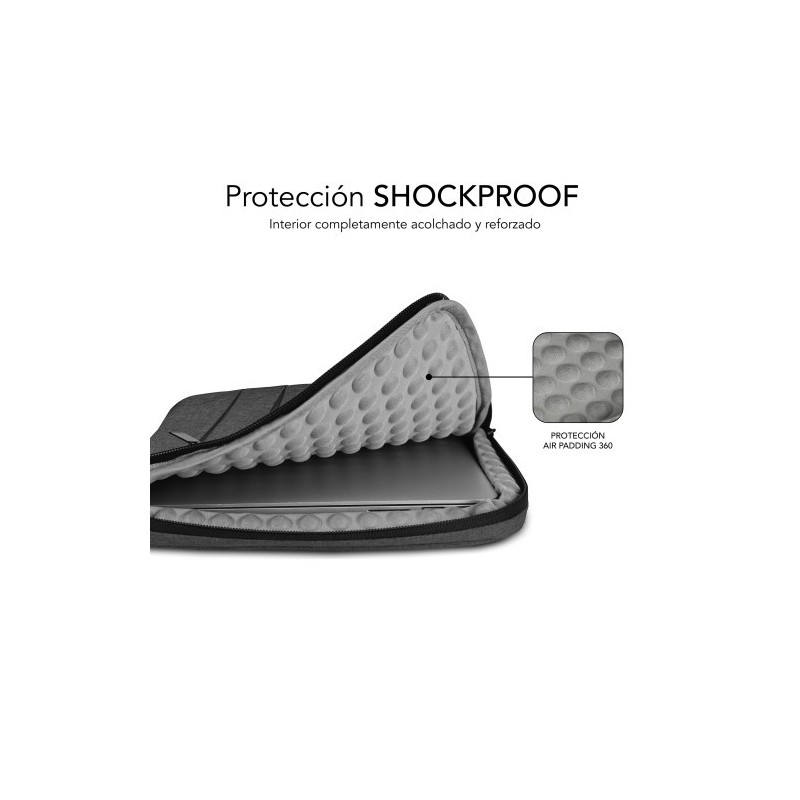 SUBBLIM Funda Air Padding 360 Sleeve 15,6″ Dark Grey