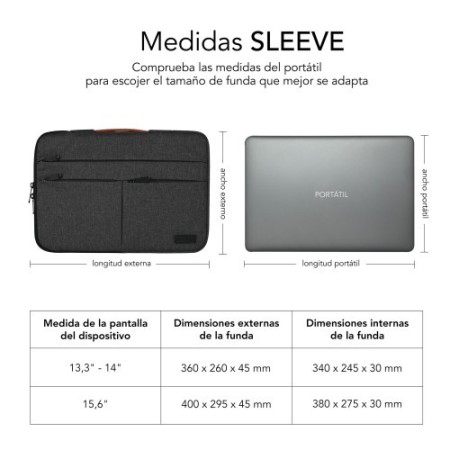 SUBBLIM Funda Air Padding 360 Sleeve 15,6″ Dark Grey