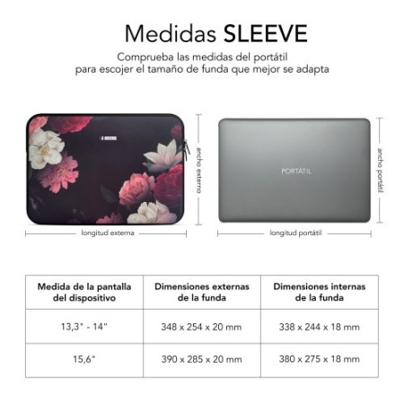 SUBBLIM Funda Ordenador Neopreno Trendy Sleeve Neo Flowers 13,3-14″