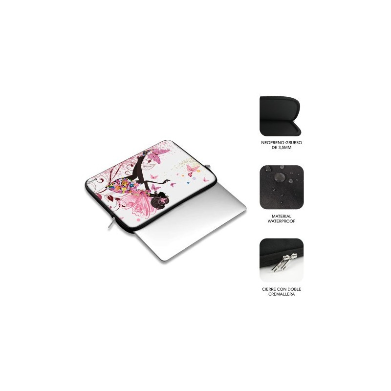 SUBBLIM Funda Ordenador Neopreno Trendy Sleeve Neo Hada 15,6″