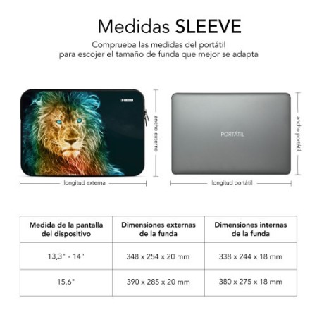 SUBBLIM Funda Ordenador Neopreno Trendy Sleeve Neo Lion 15,6″