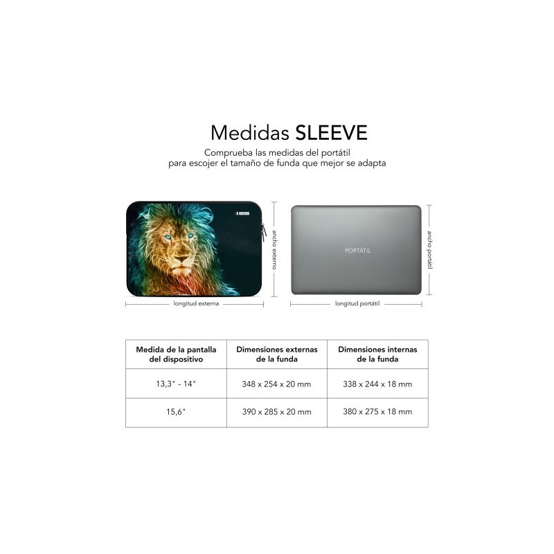 SUBBLIM Funda Ordenador Neopreno Trendy Sleeve Neo Lion 15,6″
