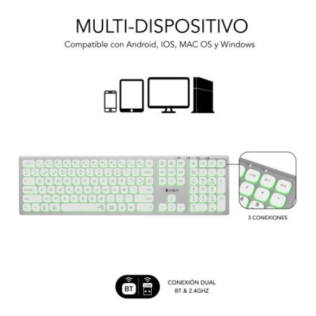 SUBBLIM Teclado Bluetooth/2.4G Master iluminado Ext P/B