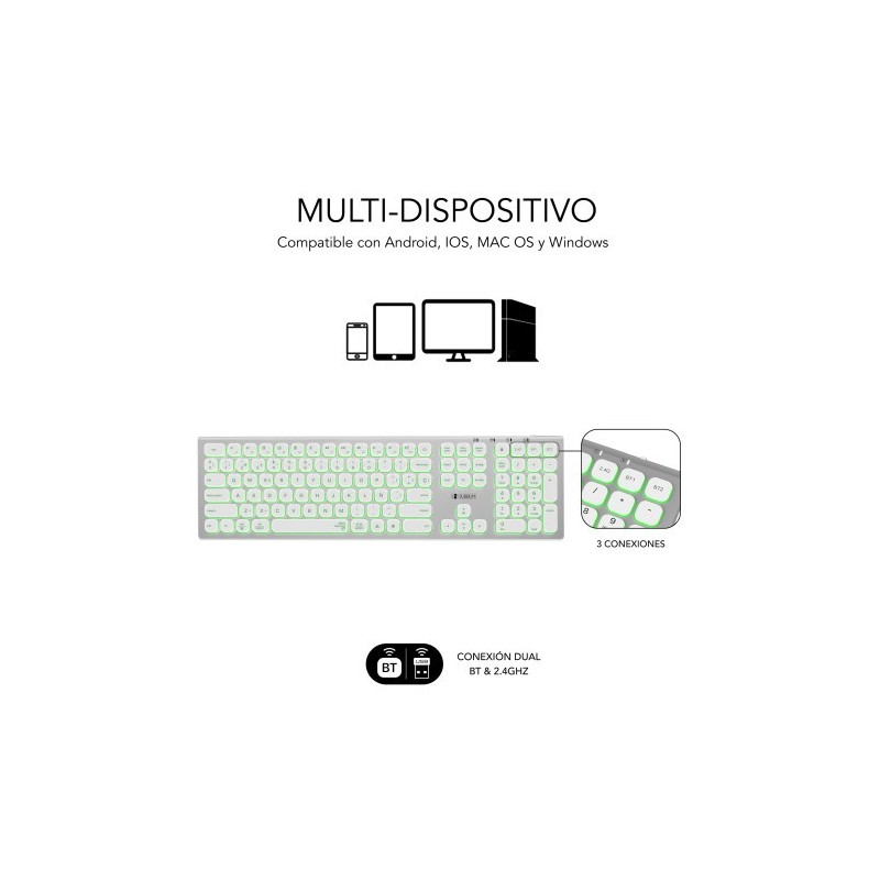 SUBBLIM Teclado Bluetooth/2.4G Master iluminado Ext P/B