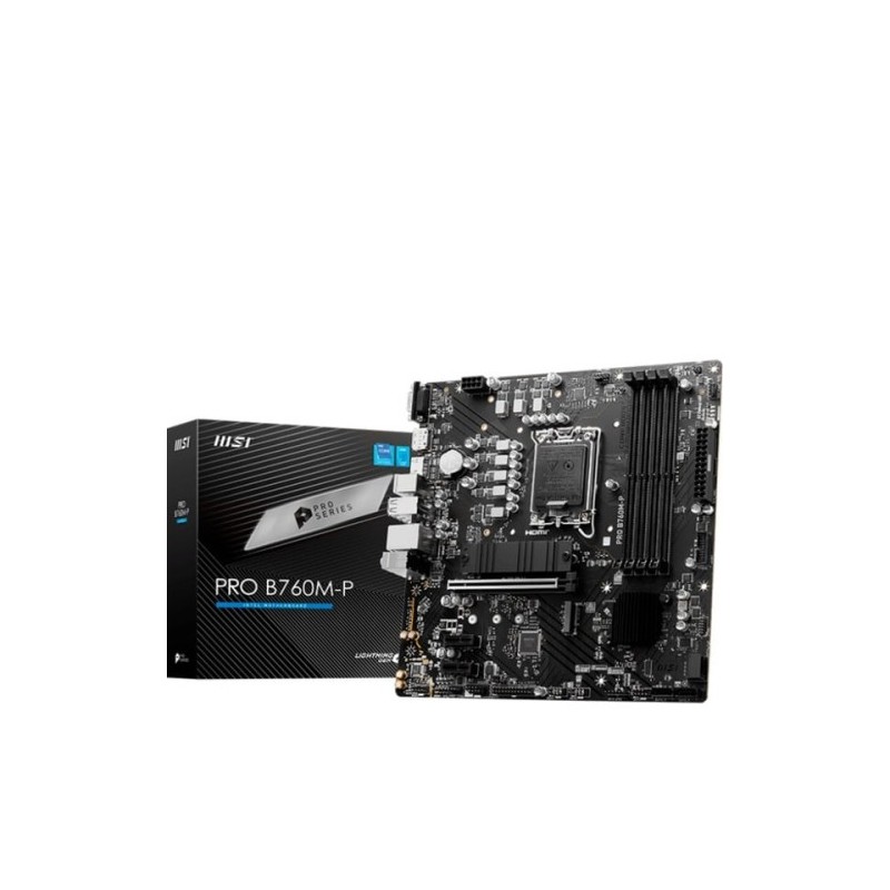 PLACA MSI PRO B760M-P,INTEL,1700,B760,4DDR5,192GB,VGA+HDMI+DP,4SATA+2M.2,4USB3.2,GBLAN,MATX