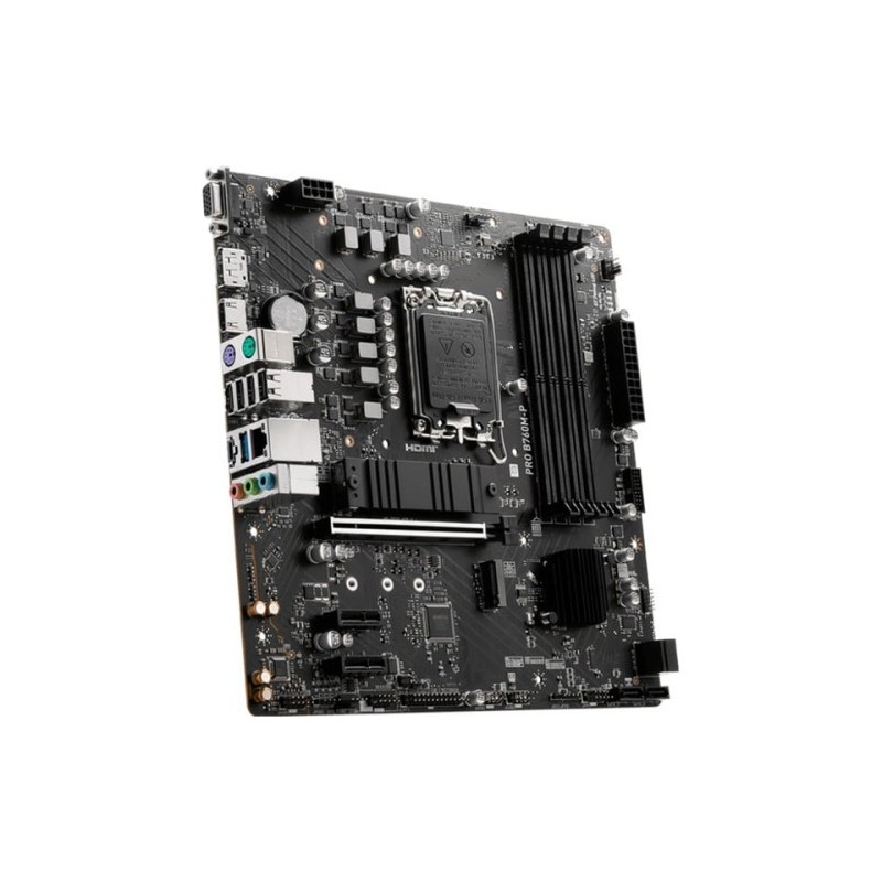 PLACA MSI PRO B760M-P,INTEL,1700,B760,4DDR5,192GB,VGA+HDMI+DP,4SATA+2M.2,4USB3.2,GBLAN,MATX