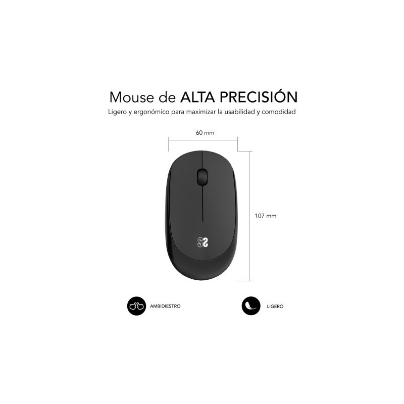 SUBBLIM Alfombrilla con Ratón Harmony Pack Mousepad XL + Wireless Mouse Black